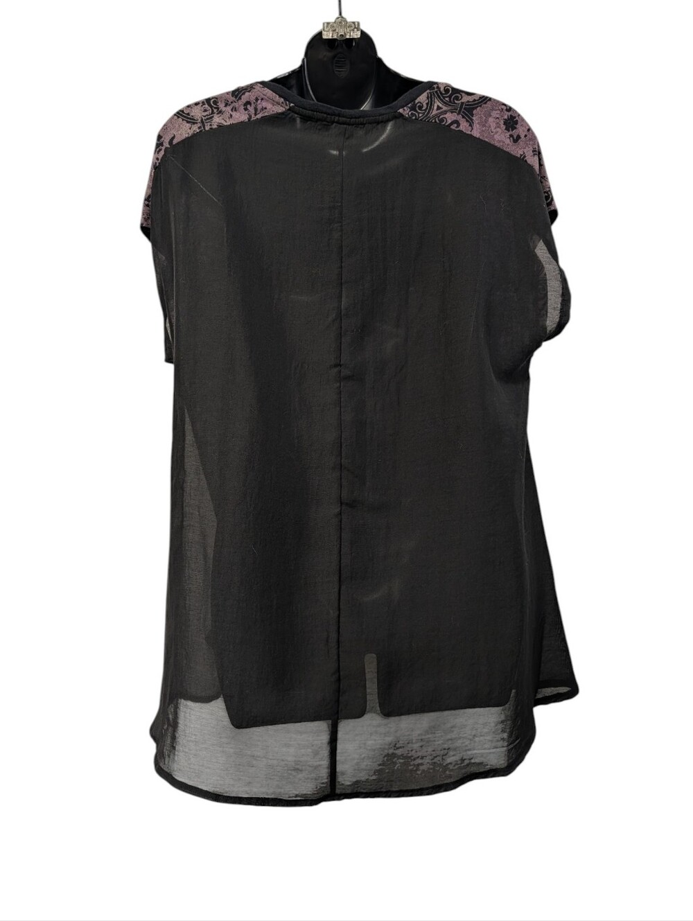 Rock & Republic Black Purple Glitter Medallion Print Top Women's Size L - Picture 2 of 6